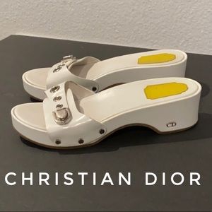 Auth Christian Dior vtg leather mules sandals sz 8